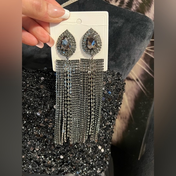 🖤🖤Missord Contrast Sequin Split Thigh Side Draped Formal/Evening Dress🖤SZ L - Picture 17 of 17